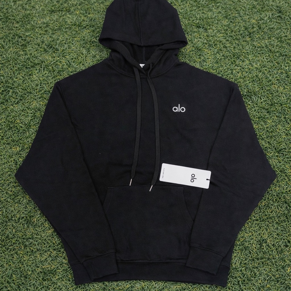 ALO Yoga Black Hoodie with White Logo